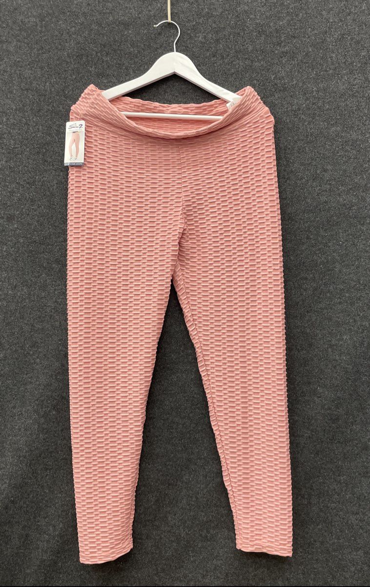 Seven7 Women's Honeycomb Leggings Blush Pink High Waist Scrunch Butt NWT Sz XL