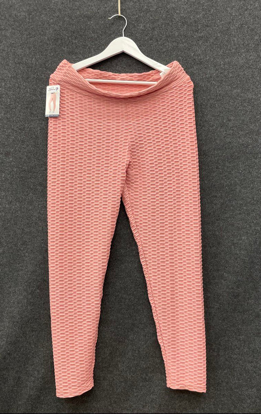 Seven7 Women's Honeycomb Leggings Blush Pink High Waist Scrunch Butt NWT Sz XL
