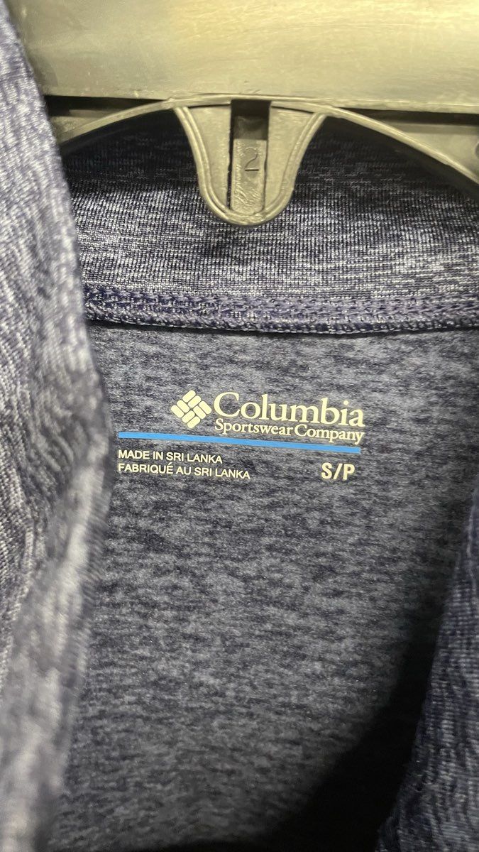 Columbia Men's 1/4 Zip Pullover Blue Space Dye Fleece Pouch Pocket Sz S