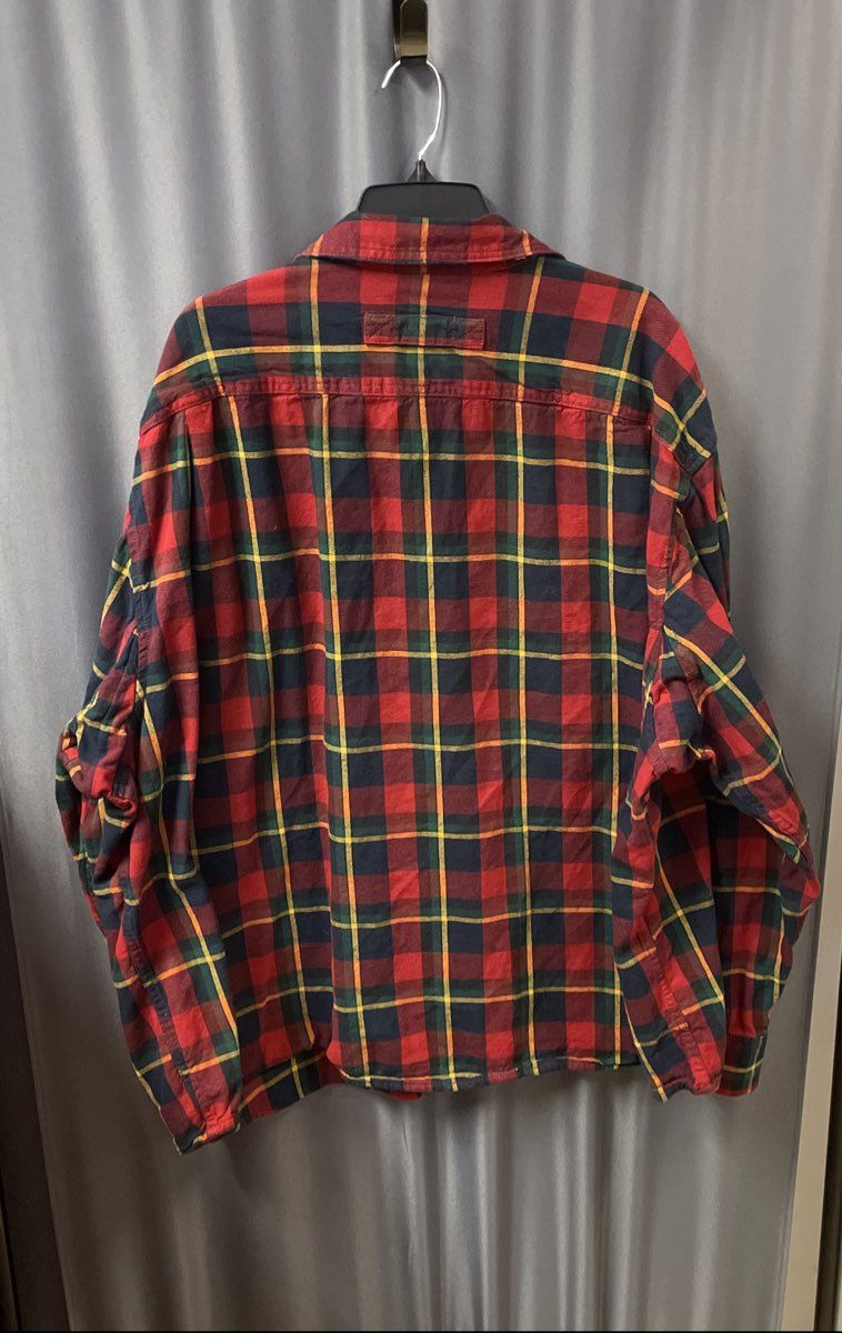 Duluth Trading Co Men's Red Green Plaid Flannel Untucked Relaxed Fit Shirt 3XL