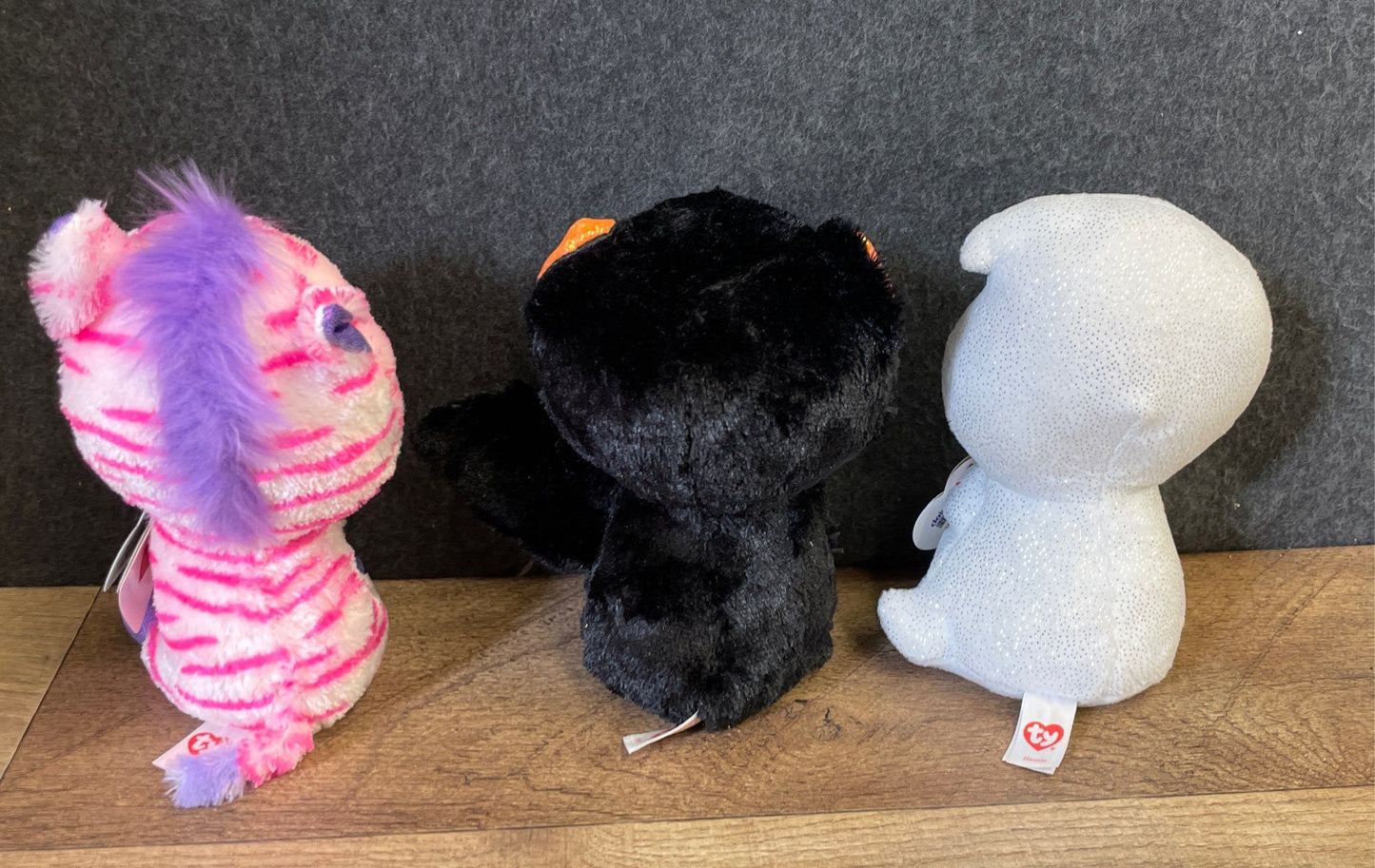 Ty Beanie Boos Plush Toy Lot of 3 Halloween Ghost Bat Zebra With Tags
