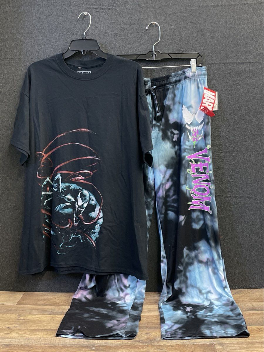 Marvel Men's Venom Pajama Set Black Tie Dye XL Shirt Large Pants Mismatched