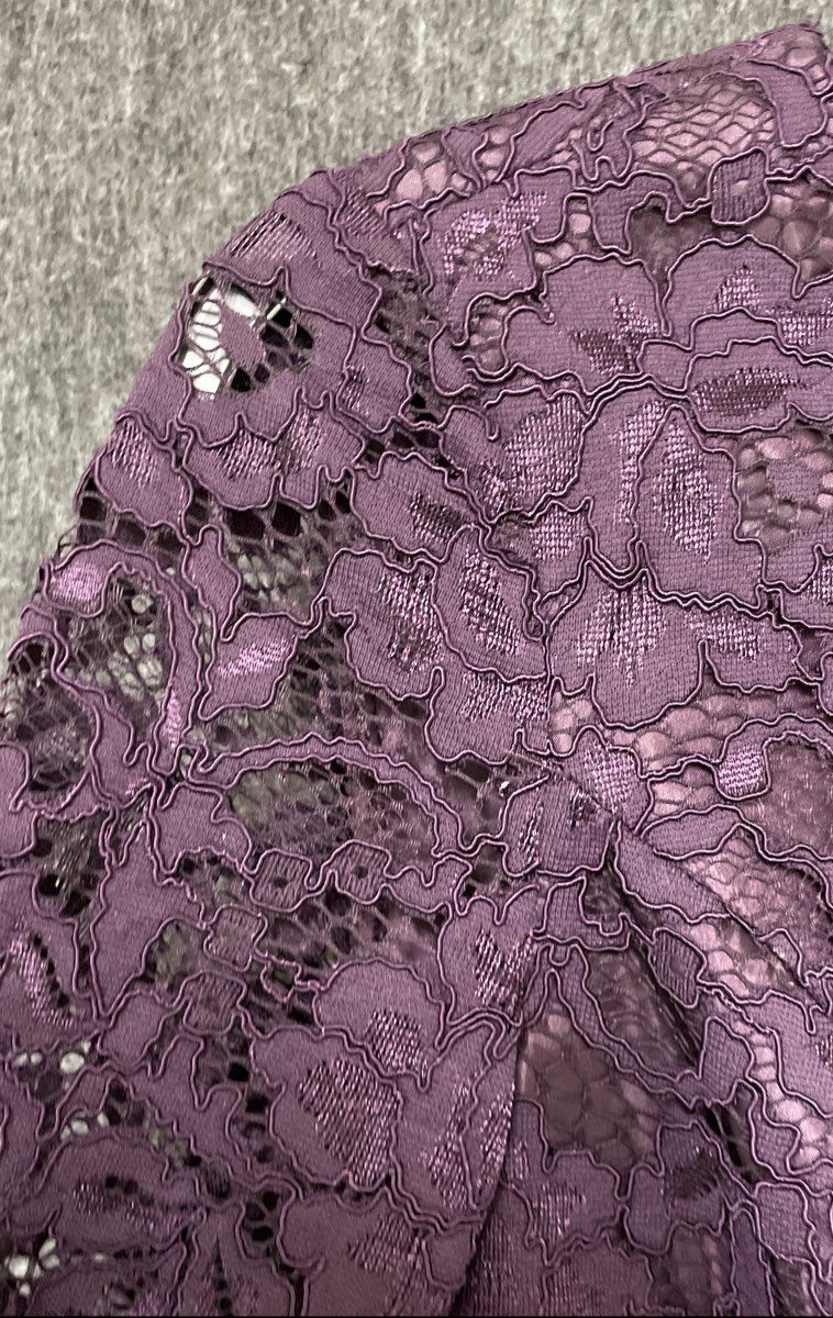 Shoshanna Women's Purple Floral Corded Lace Short Sleeve Sheath Dress NWT Sz 2
