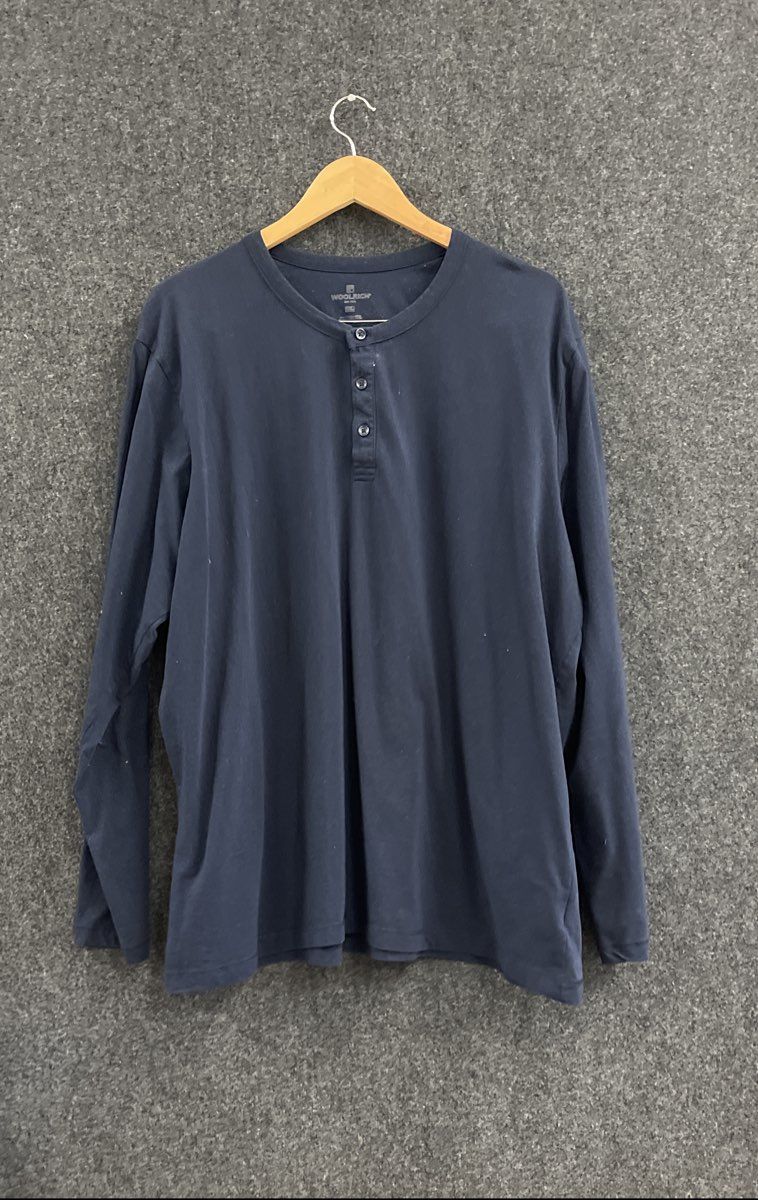 Woolrich Men's Navy Blue Long Sleeve Three Button Henley Shirt Size XXL