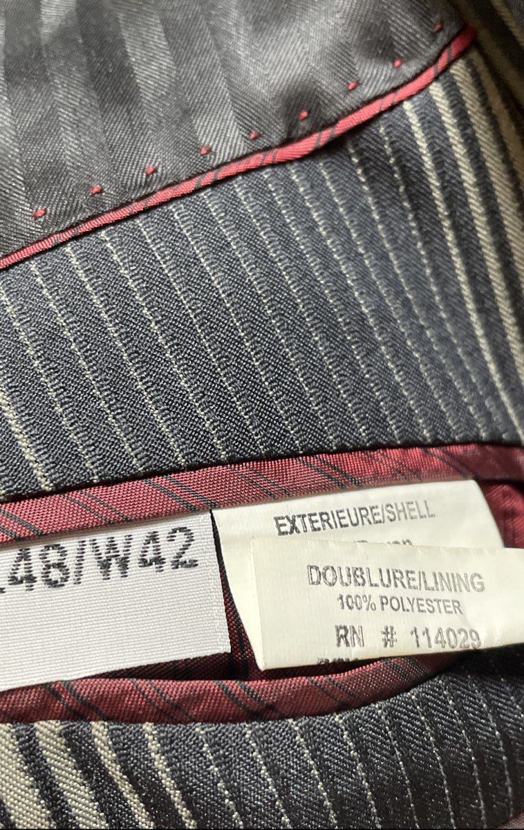 Denzel Collection Men's Grey Cream Striped 4 Button Blazer Jacket Sz 48