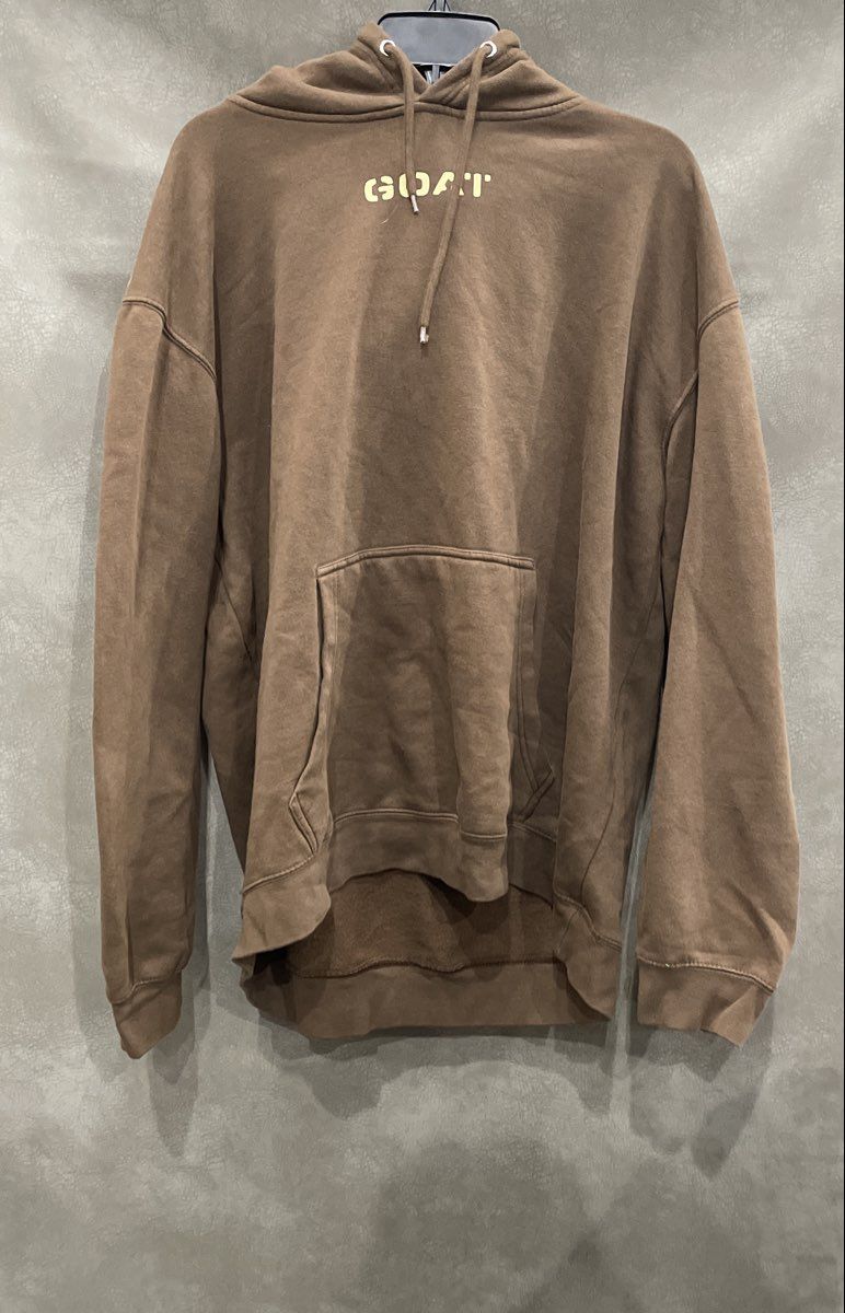 Fashion Nova Men's Brown GOAT Greatest Of All Time Graphic Fleece Hoodie Sz 2XL