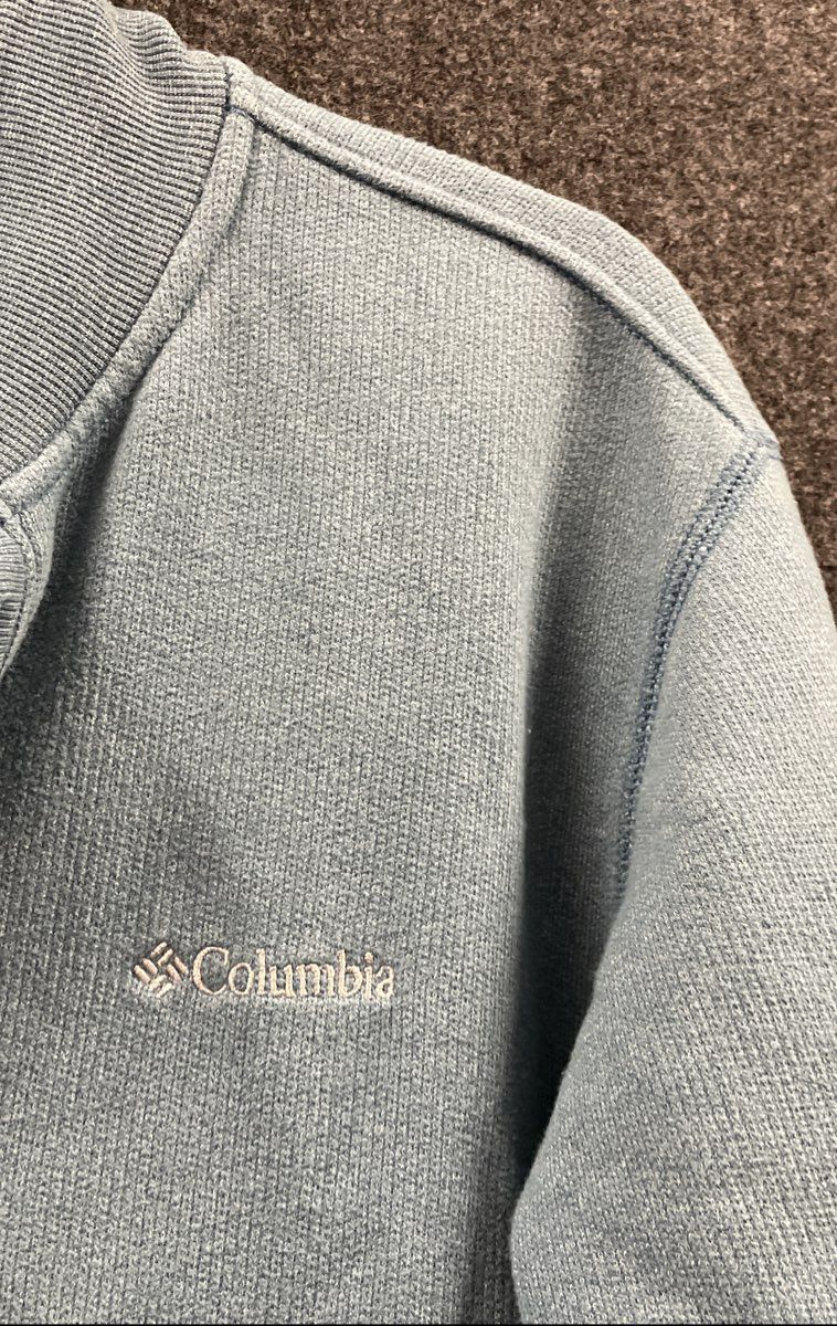 Columbia Men's Blue 3-Button Henley Pullover Sweatshirt Kangaroo Pocket Size L