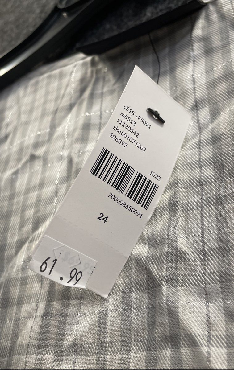 Lane Bryant Women's Gray White Plaid Metallic Tie Front Button Up Shirt Sz 24