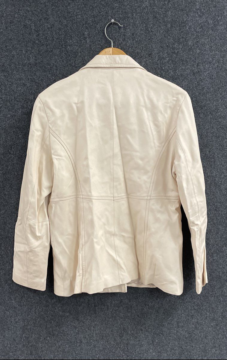 Wilsons Leather Pelle Studio Women's Cream Blazer Jacket Vintage Y2K Sz M