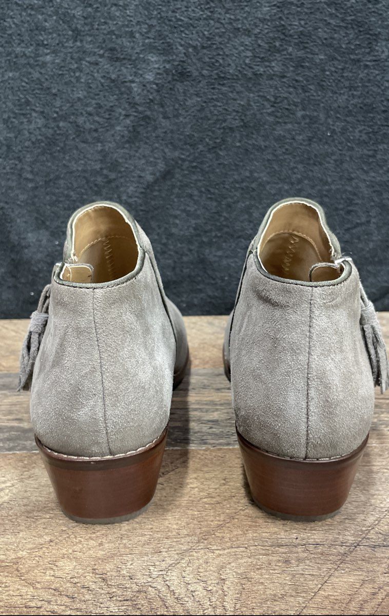 Vionic Serena Grey Suede Side Zip Tassel Ankle Booties Women's Size 6.5