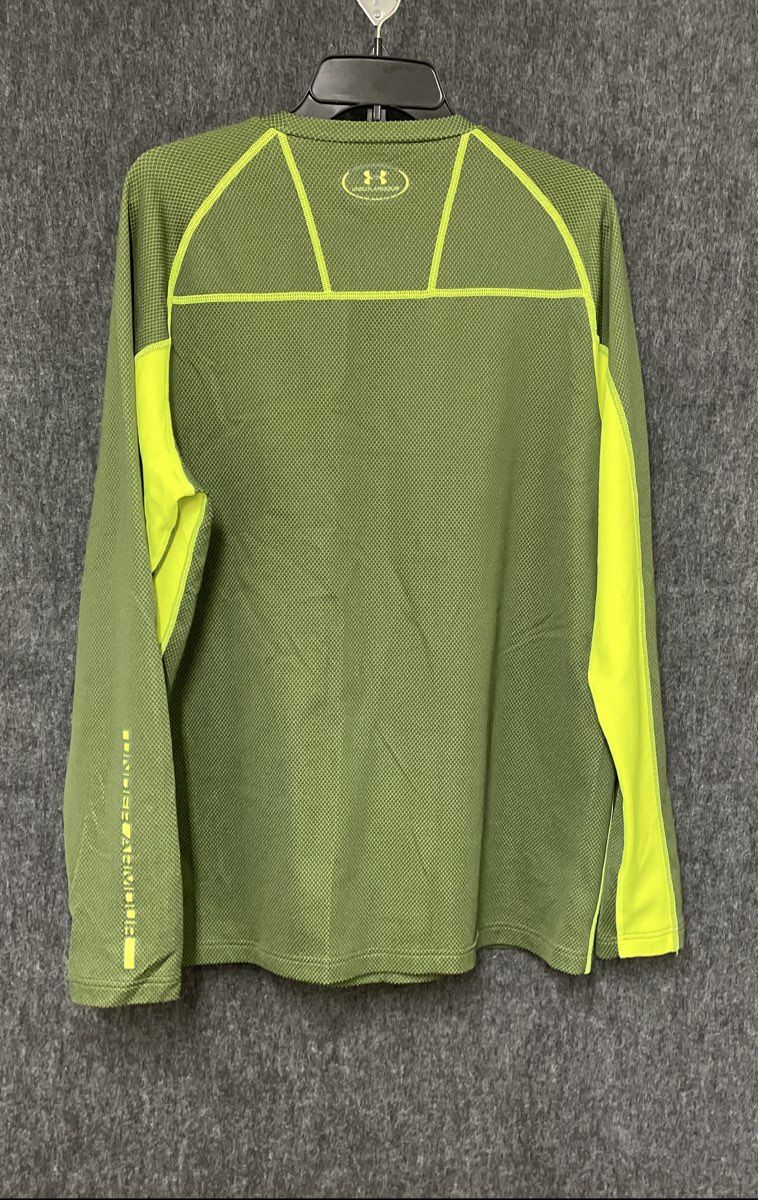 Under Armour Men's ColdGear Fitted Long Sleeve Shirt Green Yellow Sz XL