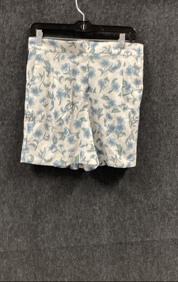 J.Crew Women's White Blue Floral Linen Blend Fair Trade Shorts Sz 6 NWT