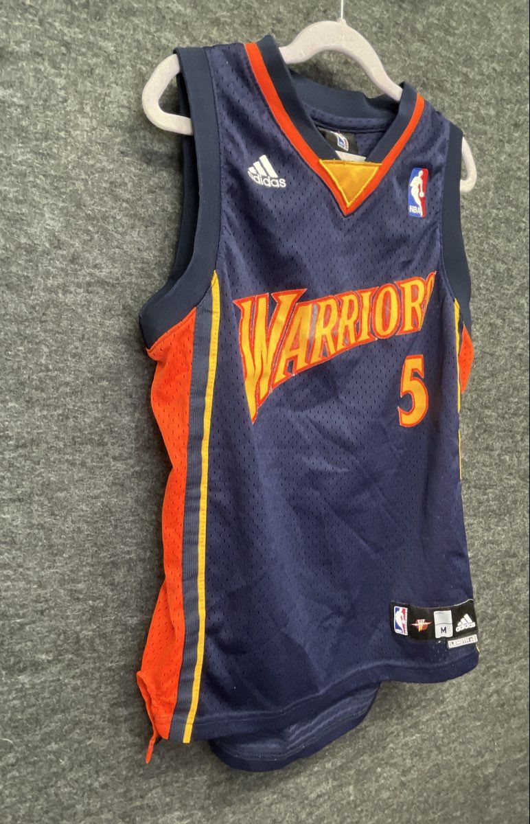 Adidas Kids Golden State Warriors Baron Davis #5 Navy Basketball Jersey Sz M