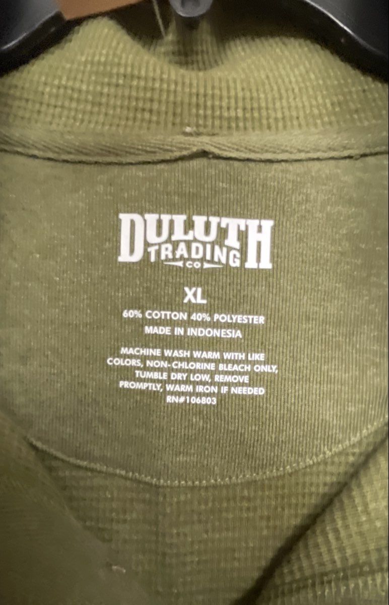 Duluth Trading Men's Olive Green Waffle Knit Long Sleeve Polo Shirt XL NWT
