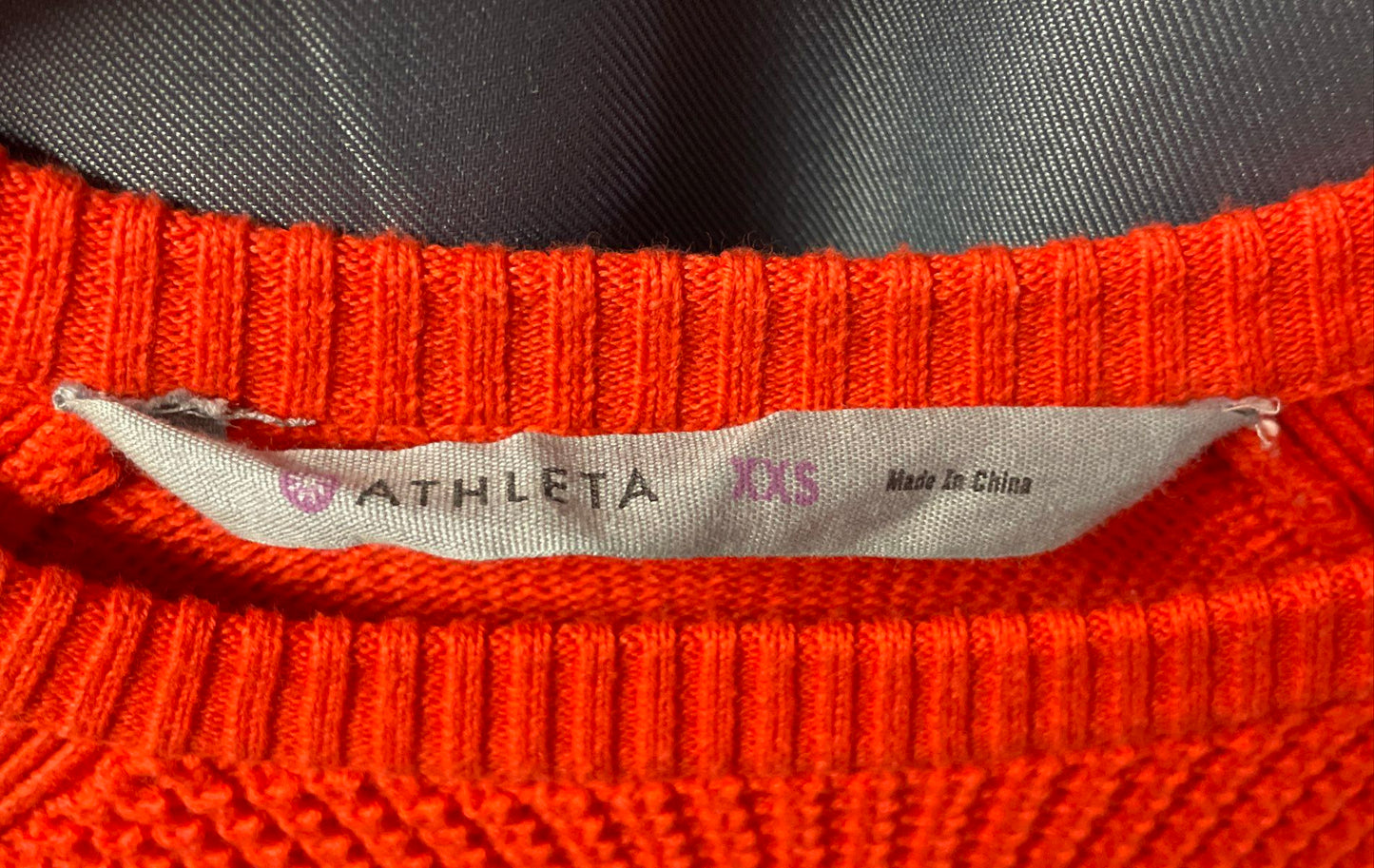 Athleta Women's Orange Textured Knit Side Zip Crewneck Pullover Sweater Sz XXS