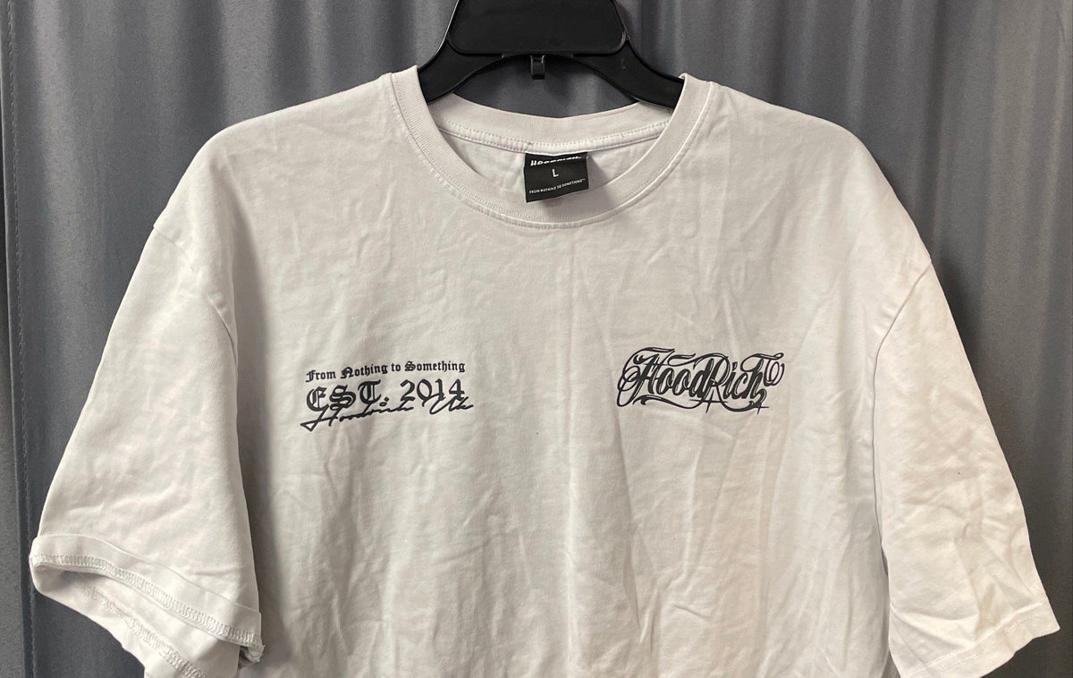 Hoodrich Men's White T-Shirt British Streetwear Graphic EST. 2014 Size L