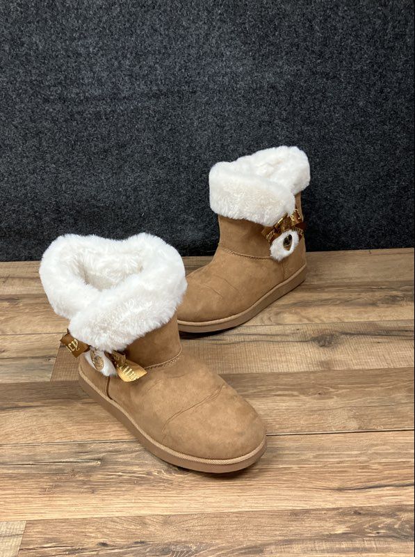 Juicy Couture Kiersey Tan Faux Suede Faux Fur Winter Boots Size 8