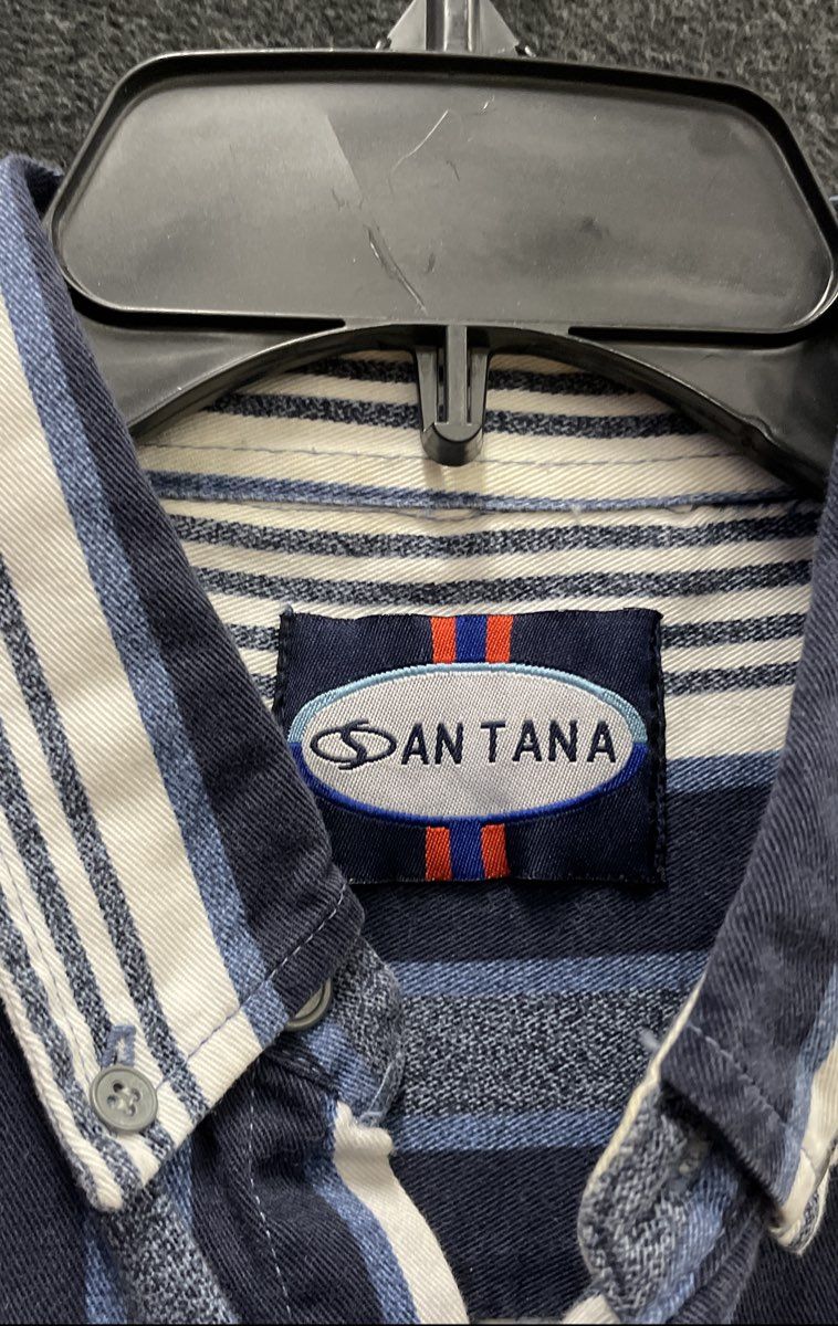 Vintage 90s Santana Striped Long Sleeve Button Down Shirt Sz L
