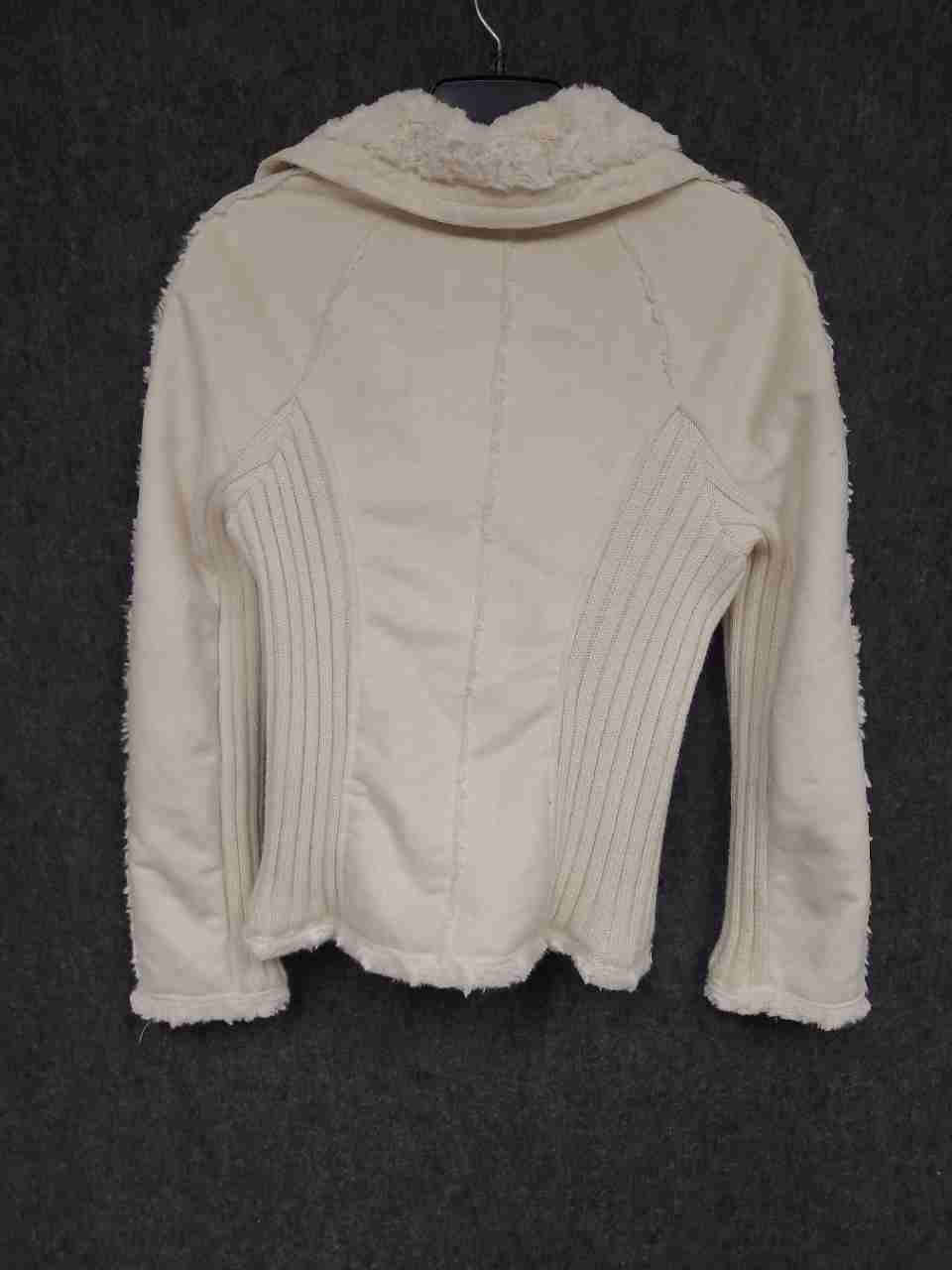 Sugarfly Women's Cream Faux Shearling Asymmetrical Zip Moto Jacket Sz S