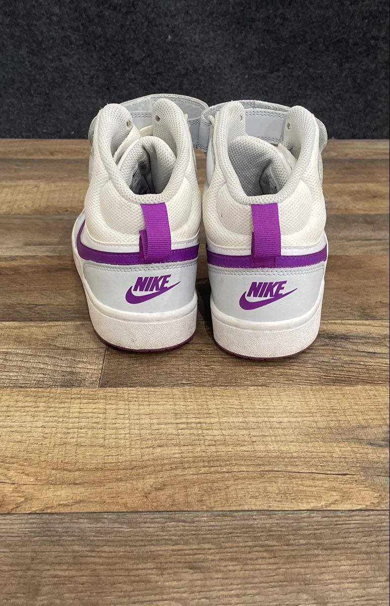 Nike Court Borough Mid 2 White Purple High Top Sneakers Youth Size 6Y
