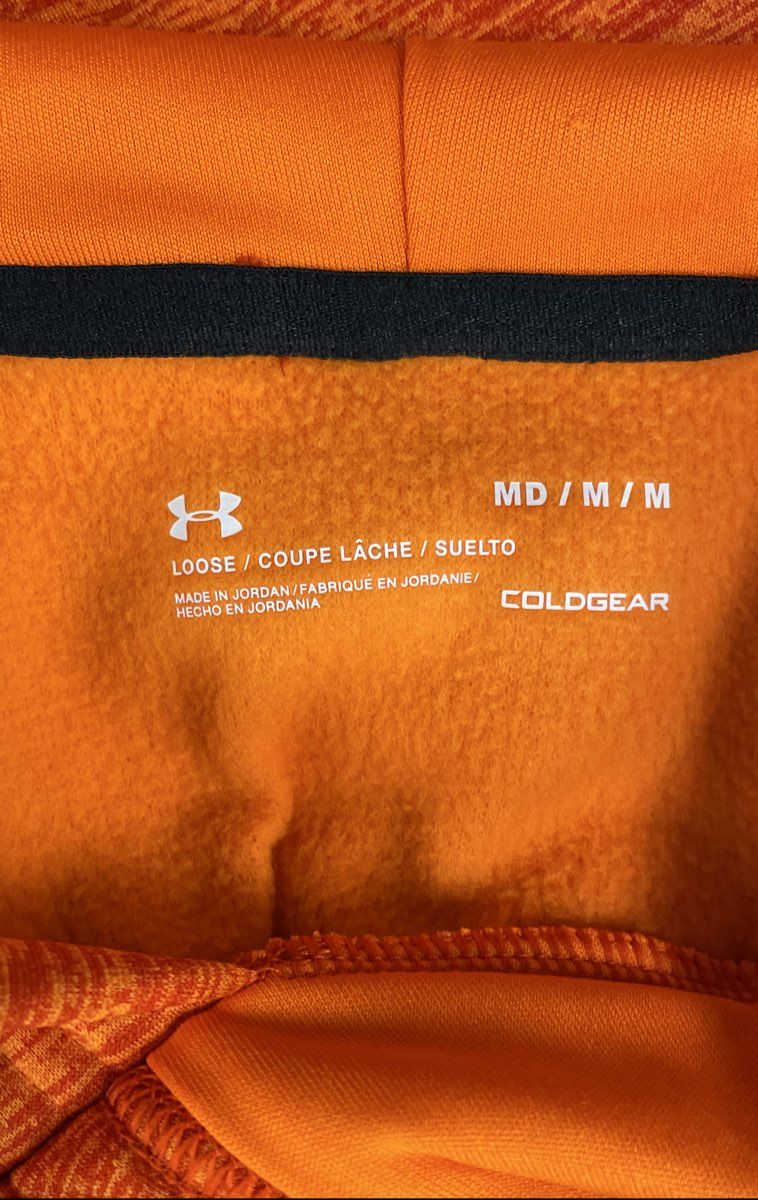 Under Armour Men's Hoodie Orange Heather ColdGear Armour Fleece Pullover NWT M