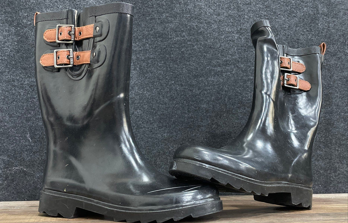 Chooka Black Rubber Buckle Detail Rain Boots Women's Size 7