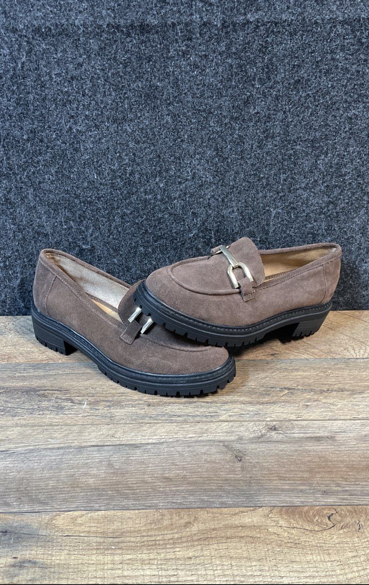 Kelly & Katie Brown Suede Lug Sole Bit Loafers Women's Size 7M