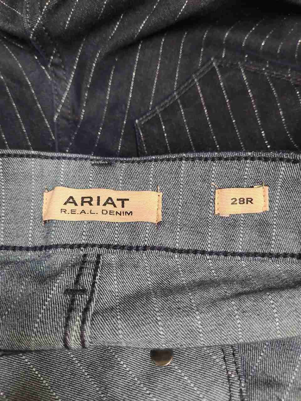 Ariat Women's Perfect Rise Flare Pants Blue Pinstripe Denim Jeans Sz 28R NWT