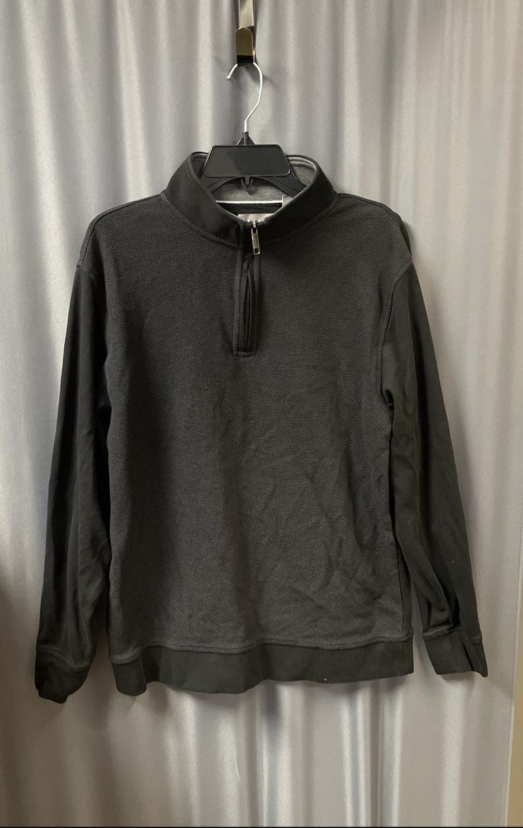 Ted Baker Men's Black 1/4 Zip Pullover Textured Front Mock Neck Sweater Sz L
