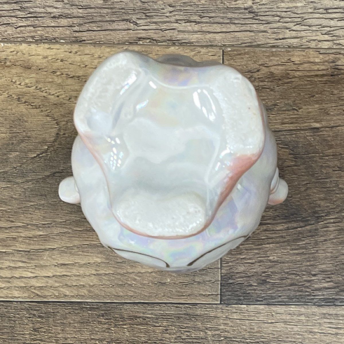 Vintage Lusterware Bud Vase Applied Pink Rose Floral Iridescent 5.5" Mid-Century