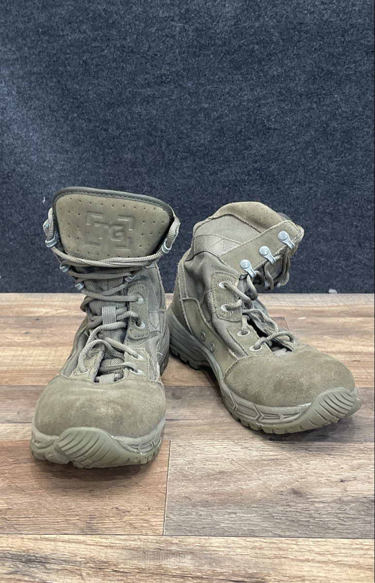 TacticalGear.com Sage Green 8" Suede Nylon Tactical Duty Boots Size 7.5W