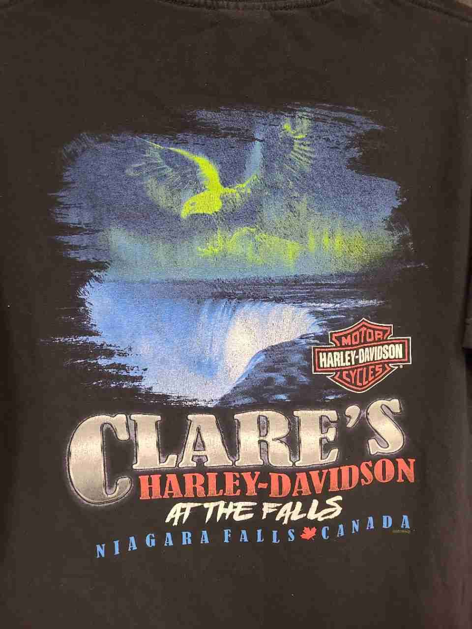 Harley-Davidson Clare's At The Falls Niagara Falls Canada T-Shirt Black Sz L