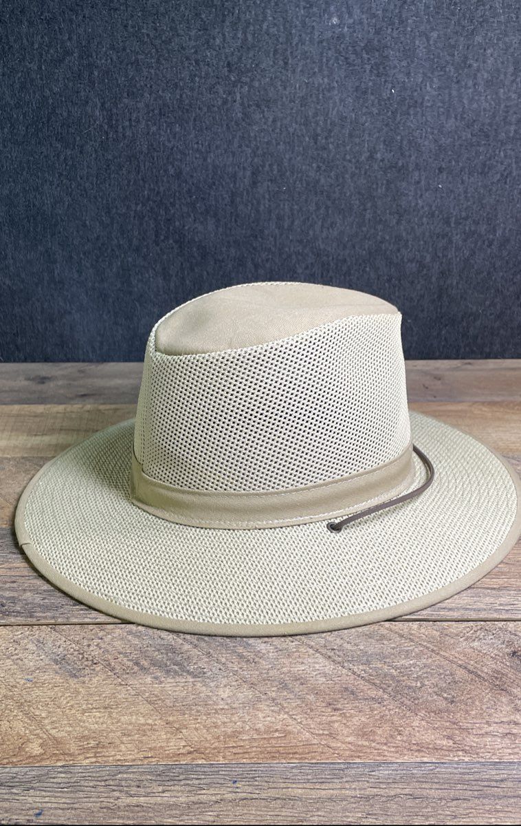 Henschel Men's Tan Aussie Breezer Mesh Ventilated Wide Brim Safari Hat Sz M
