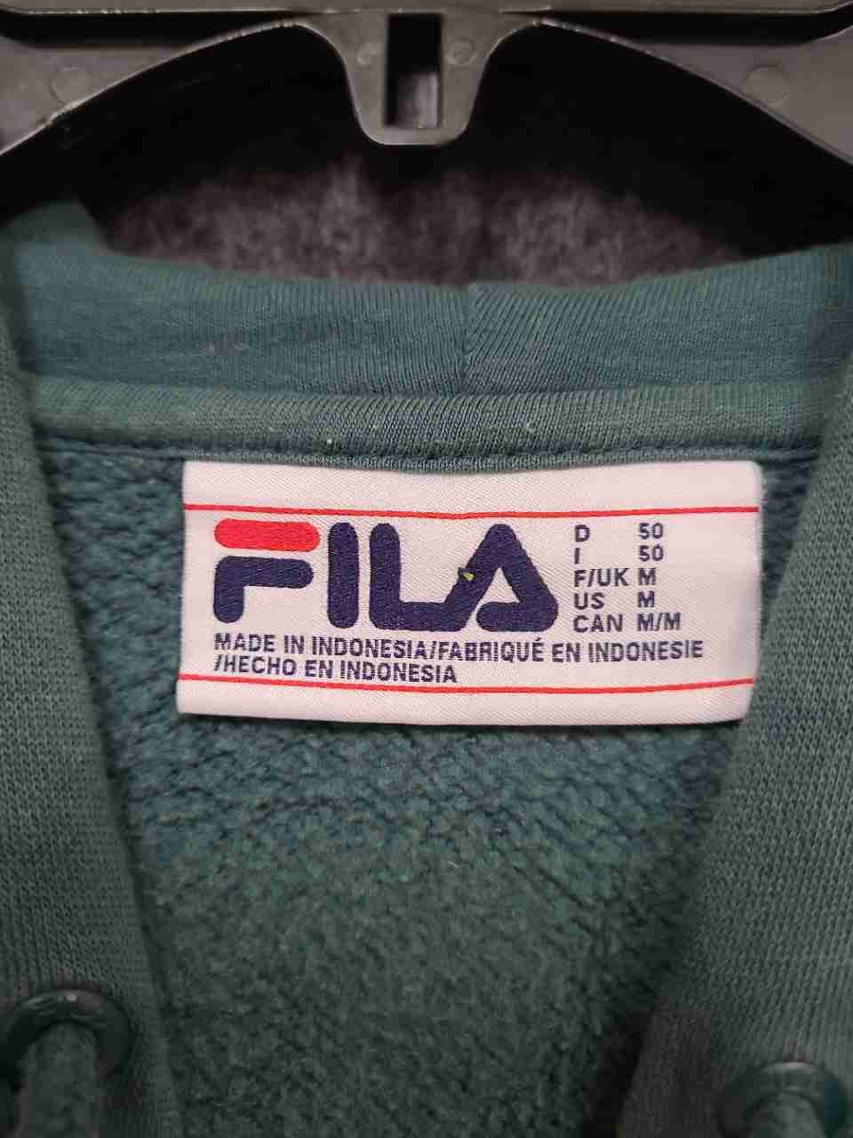 Fila Men's Sage Green Hoodie Embroidered Chest Logo Large Back Graphic Sz M