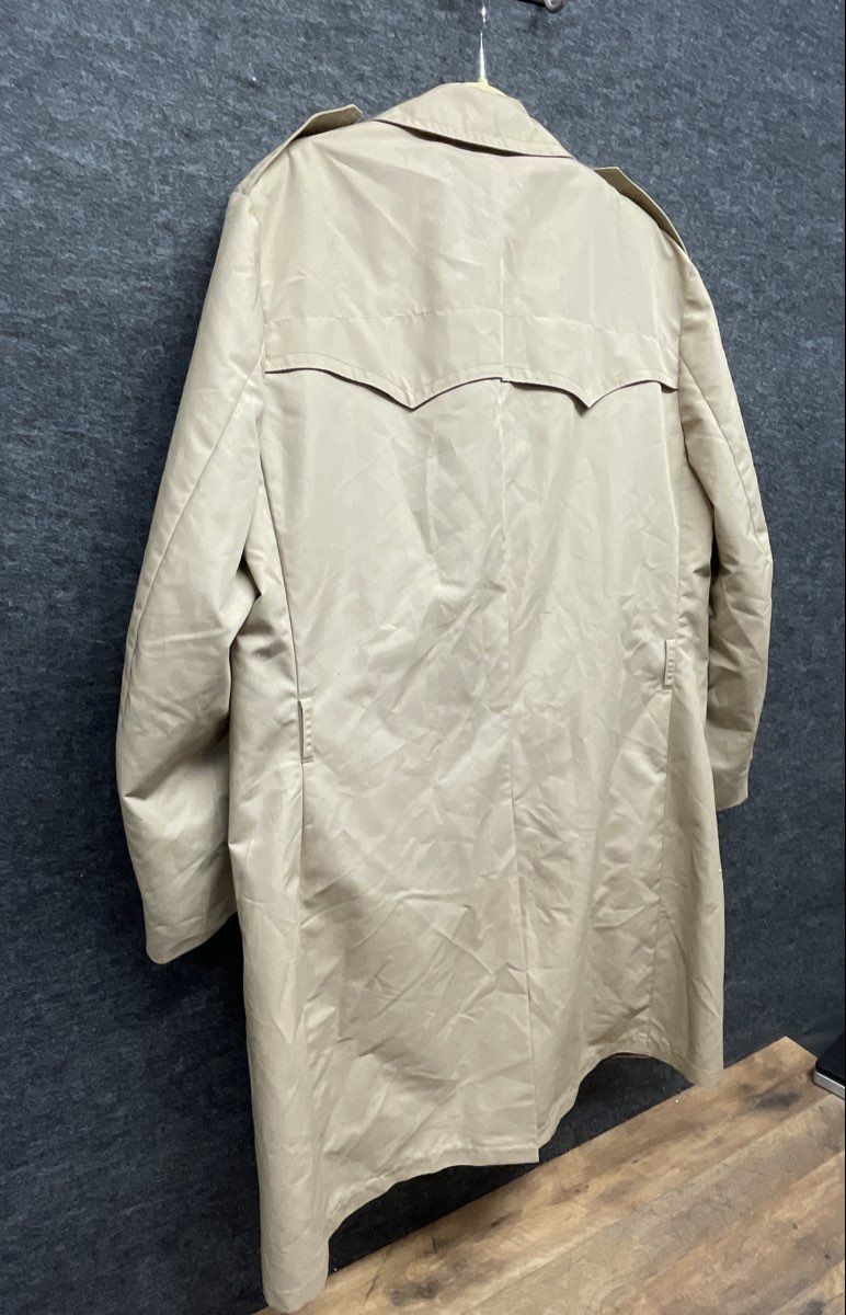 Vintage 80s Sears Men's Beige Double Breasted Trench Coat Fur Liner Sz 46T