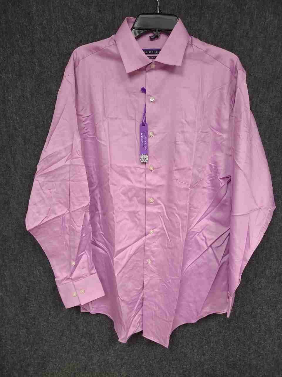 Geoffrey Beene Men's Dress Shirt Lot of 2 Pink Grey No Iron Classic Fit Sz 16.5