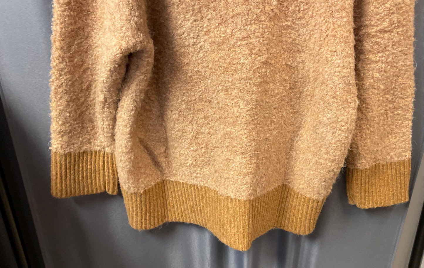 Bluivy Women's Caramel Wool Blend Boucle Button Front Cardigan NWT Sz S/M