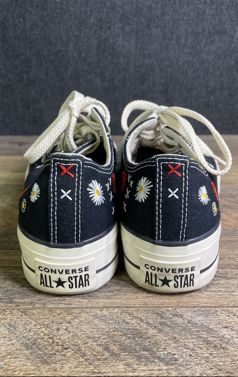 Converse Chuck Taylor All Star Lift Low Floral Black Platform Sneakers Size 6