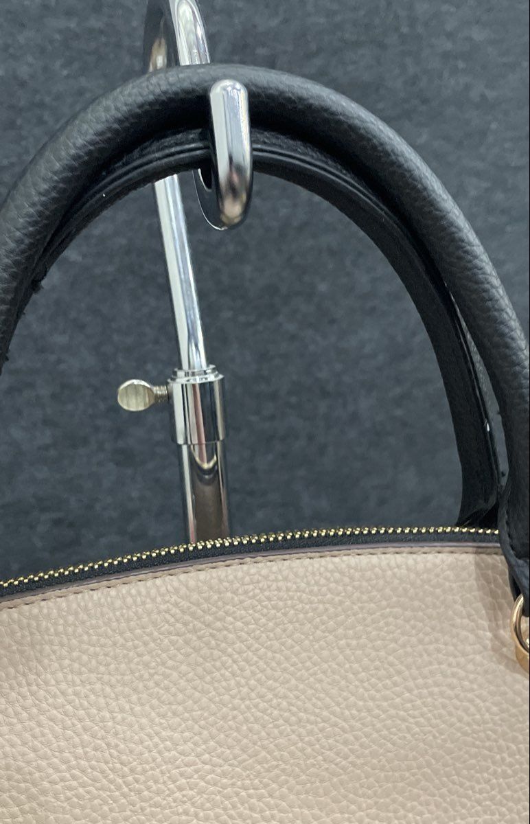 Anne Klein Grey Black Pebbled Satchel Crossbody Bag Gold Hardware