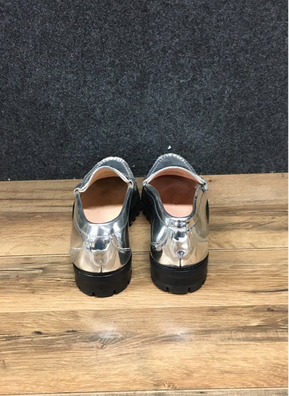 J. Crew Metallic Silver Lug-sole Penny Loafers Women's Size 7