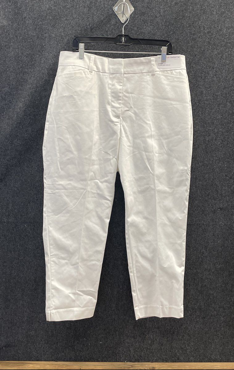 Liz Claiborne Women's White Emma Slim Leg Ankle Pants Sz 16 NWT