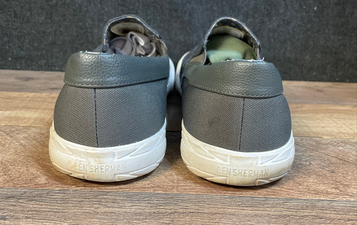 Ben Sherman Gray Canvas Plaid Toe Slip-On Sneakers Men's Size 12 UK 11 EU 46