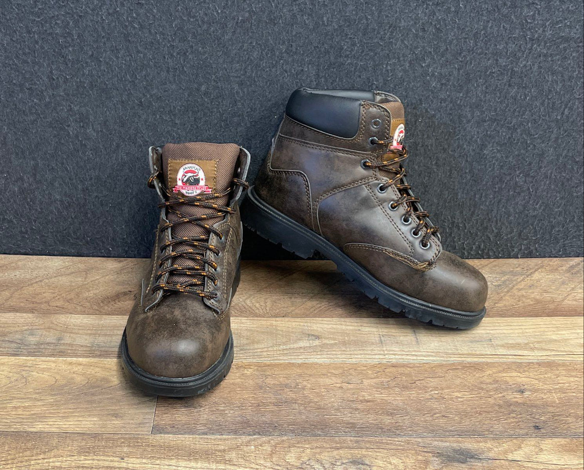 Brahma Raid Steel Toe Brown Lace Up Work Safety Boots Men's Size 7