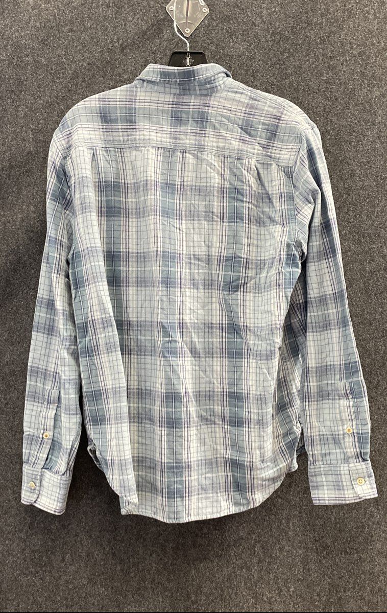 Lucky Brand Men's Blue Plaid Long Sleeve Button Down Collared Shirt Sz M