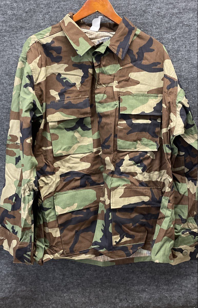 Lion Apparel Men's BDU Woodland Camo Station Work Jacket 100% Cotton USA Sz L-R