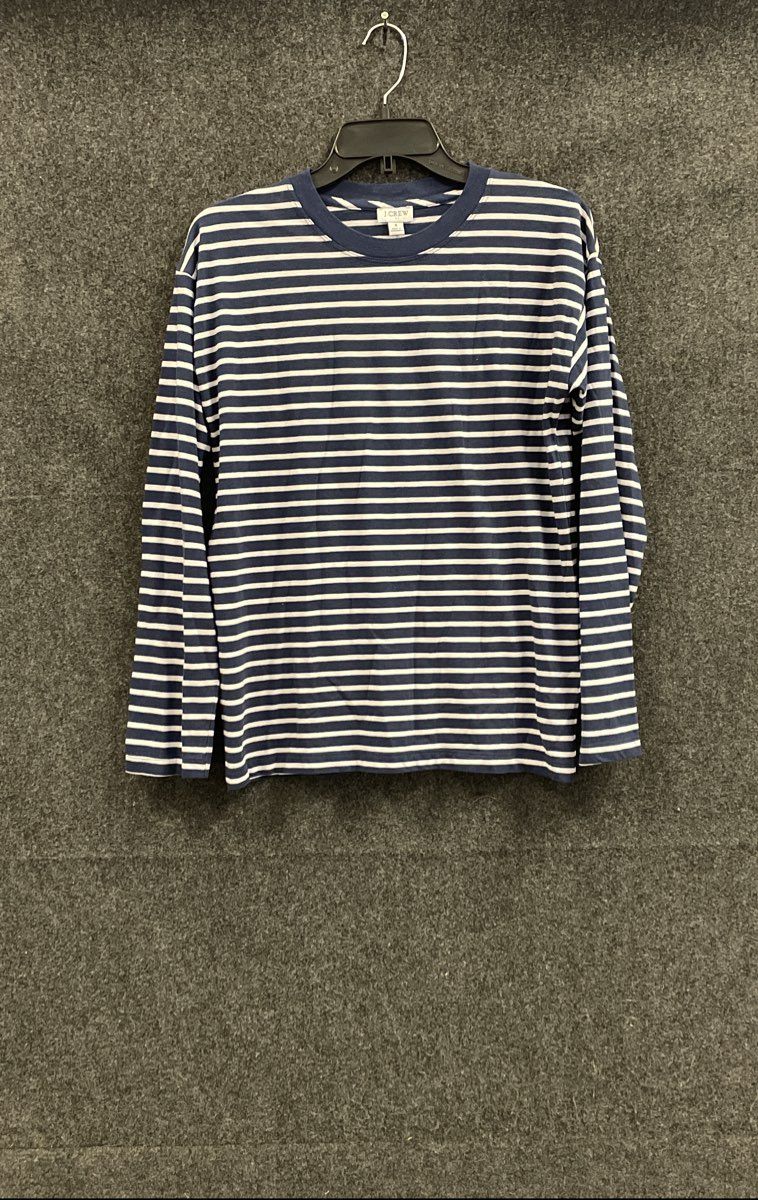 J. Crew Women's Blue White Striped Long Sleeve T-Shirt 100% Cotton NWT Sz S