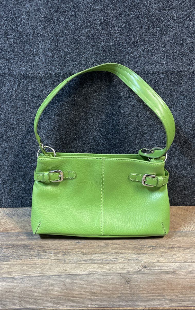 Tommy Hilfiger Lime Green Pebbled Shoulder Bag Silver Buckle Accents Purse
