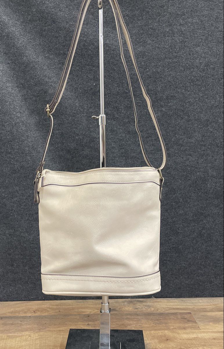 b.o.c. Born Concept Off White Faux Leather Crossbody Bag Brass Hardware