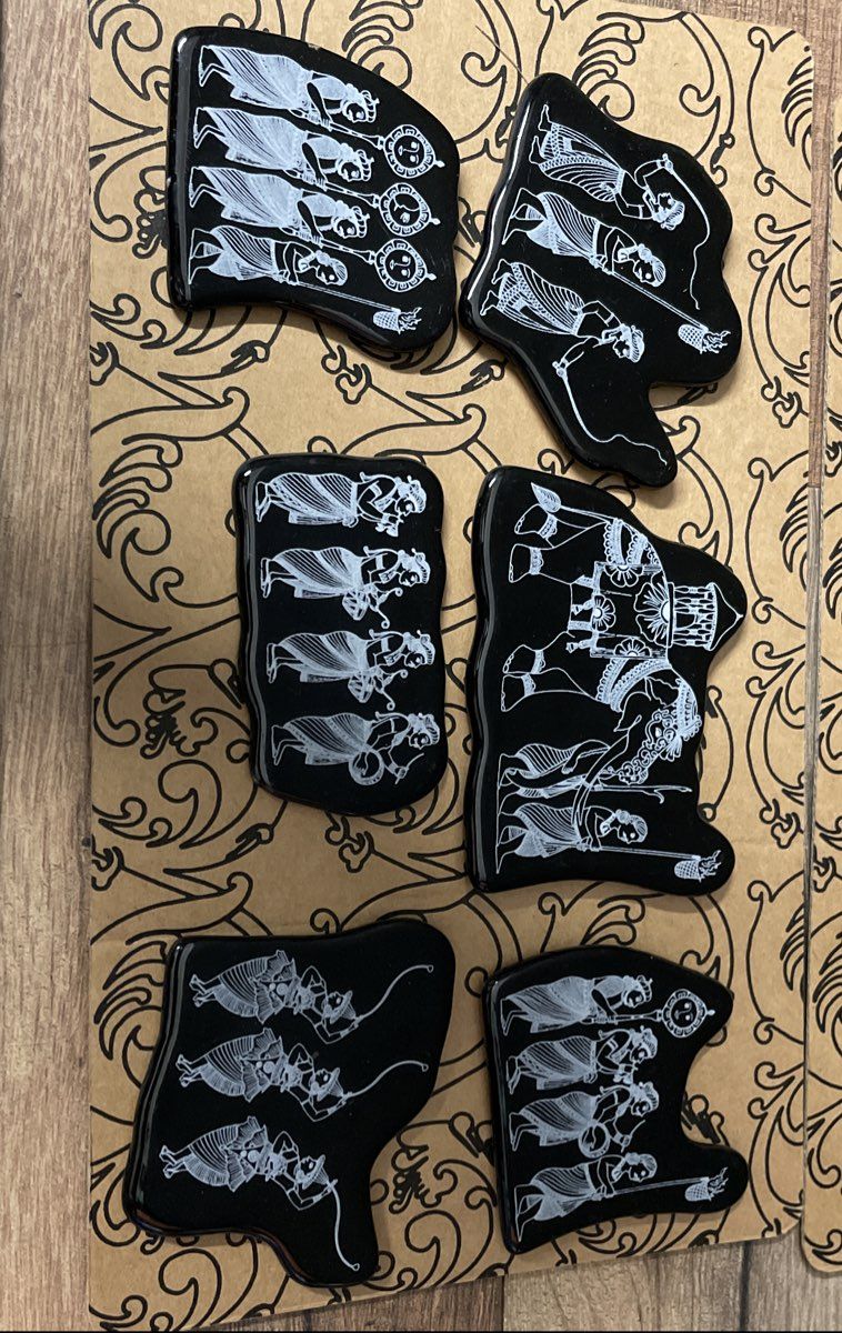 19pc Sri Lanka Kandy Perahera Festival Elephant Magnet Set Black & White