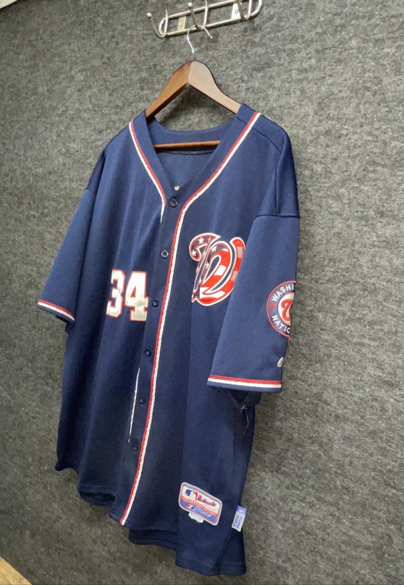 Vintage 2010s Washington Nationals Bryce Harper #34 Jersey Majestic Sz 56